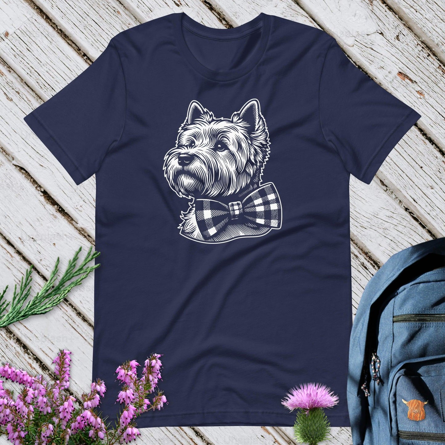 Westie With Tartan Bow Unisex T-Shirt