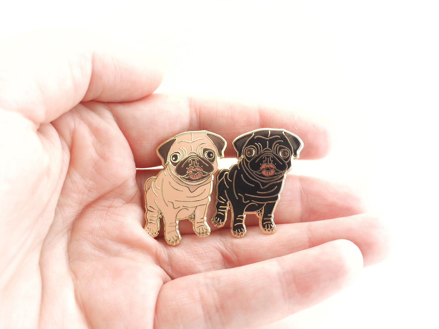 Pugs and Kisses Enamel Pin Cute Kissing Pug Puppy Dog Badges