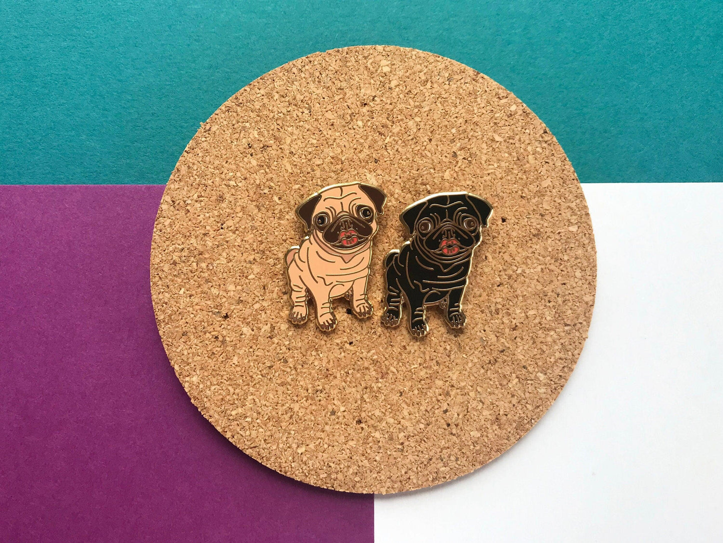 Pugs and Kisses Enamel Pin Cute Kissing Pug Puppy Dog Badges