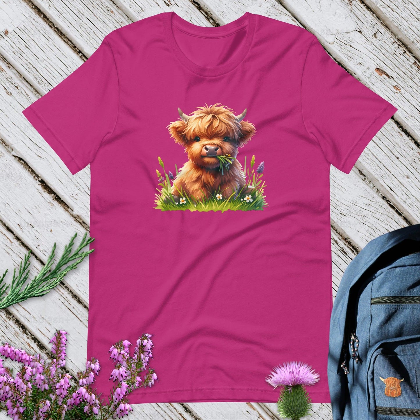 A Highland Cow In The Grass Unisex T-Shirt