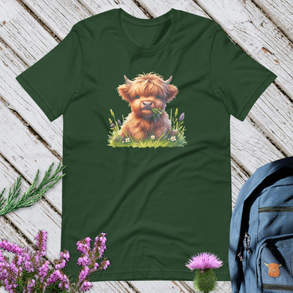 A Highland Cow In The Grass Unisex T-Shirt