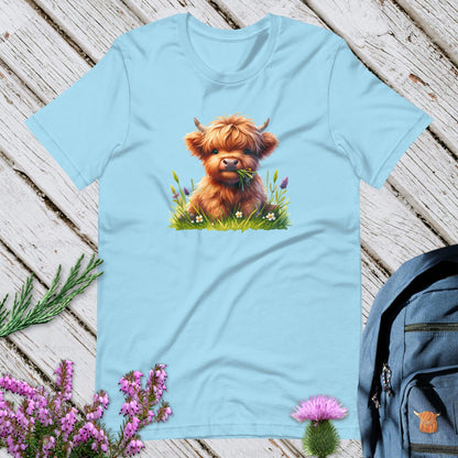 A Highland Cow In The Grass Unisex T-Shirt