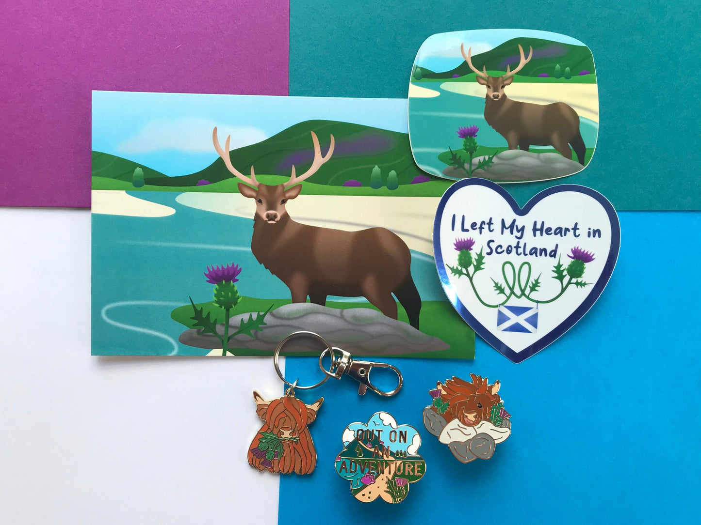 Scottish Thistle Gift Set - Pins, Keyring, Stickers, Postcard and Pen!