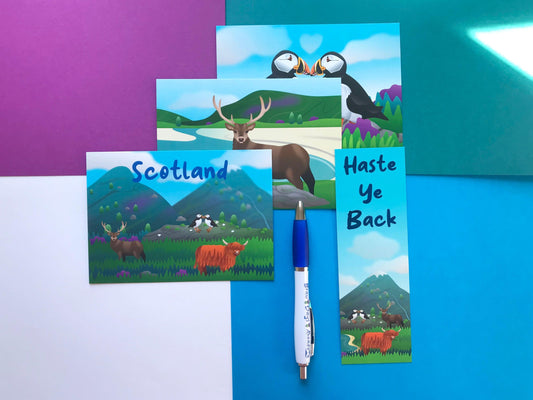 Scotland Gift Set - Bookmark, Postcards and Pen