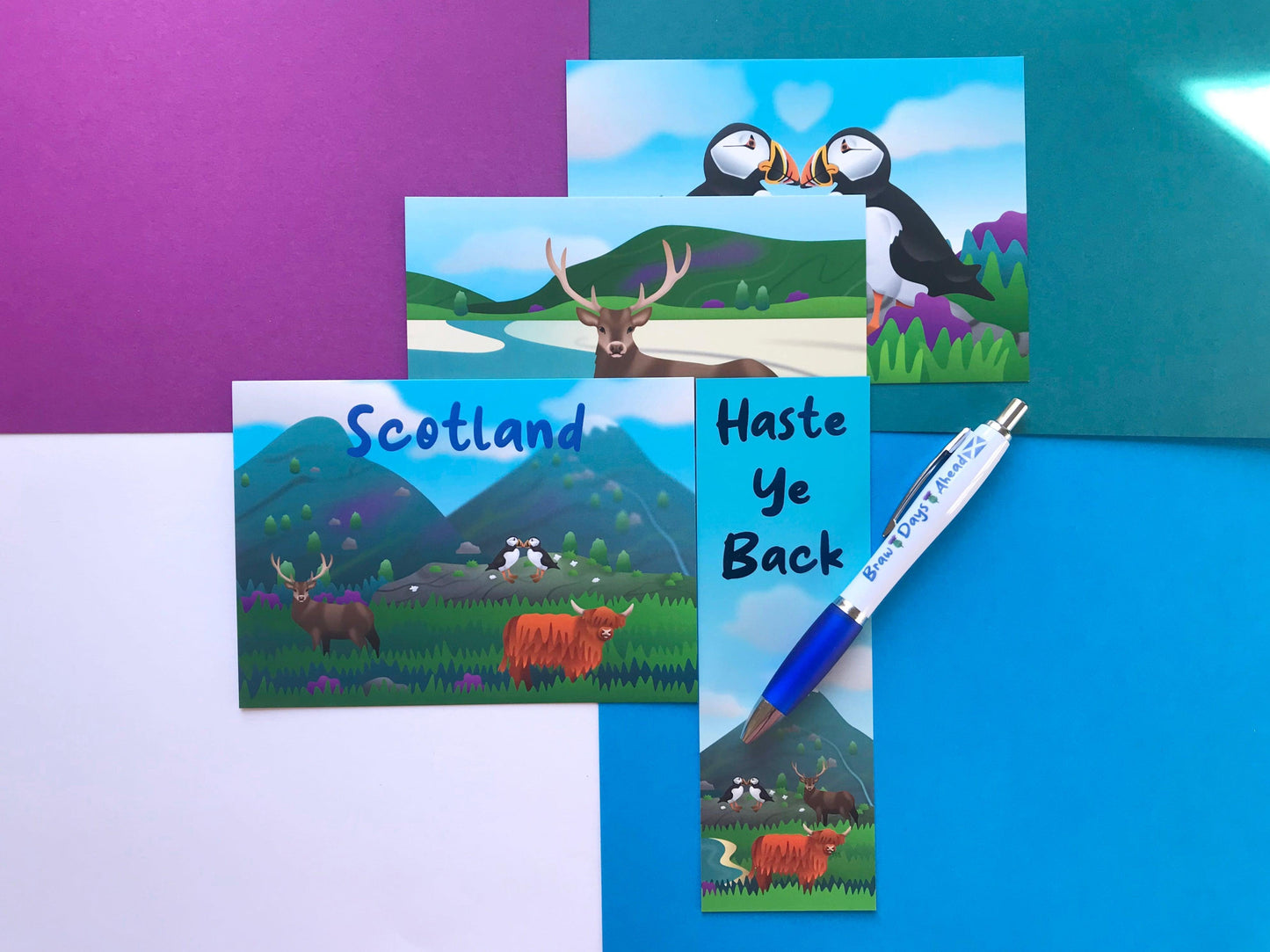 Scotland Gift Set - Bookmark, Postcards and Pen