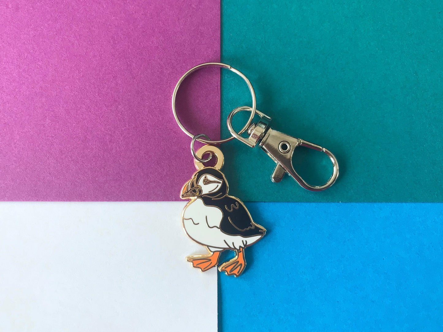 Scottish Puffin Enamel Keyring, Cute Key Chain from Scotland