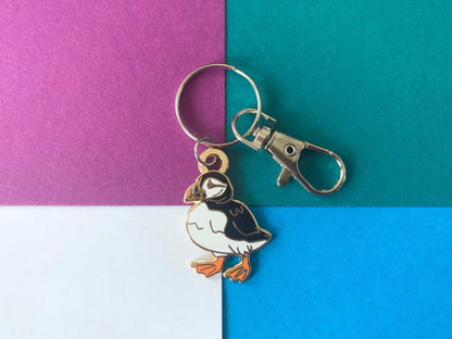 Scottish Puffin Enamel Keyring, Cute Key Chain from Scotland