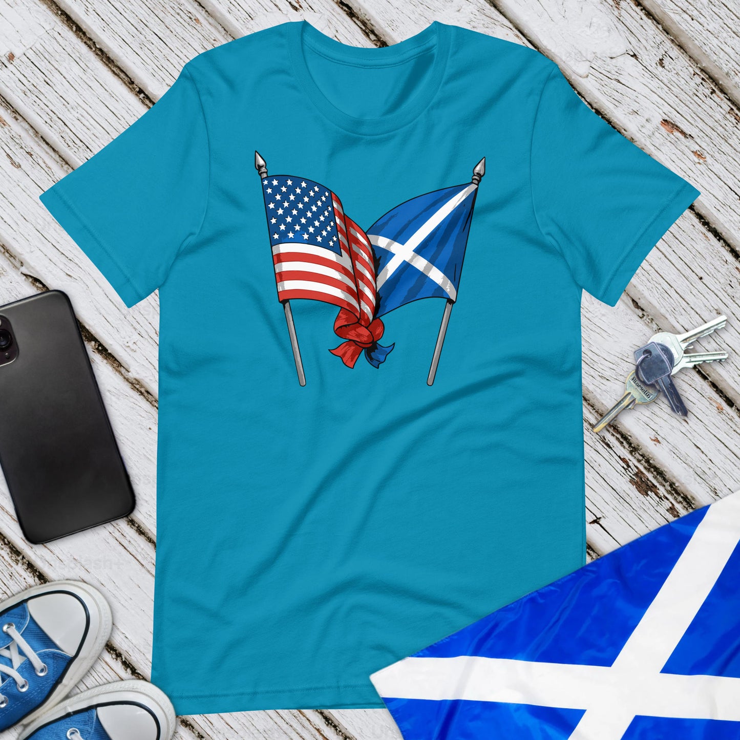 USA and Saltire Flags Unisex T-Shirt