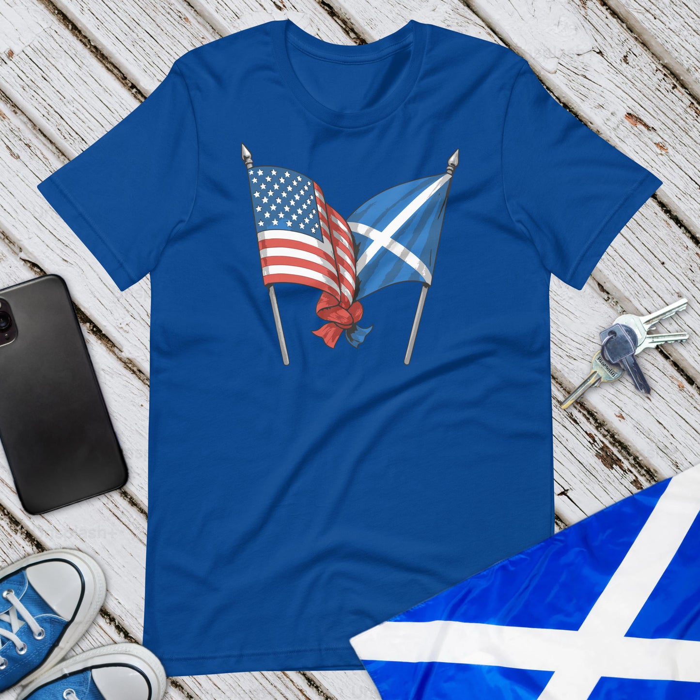 USA and Saltire Flags Unisex T-Shirt