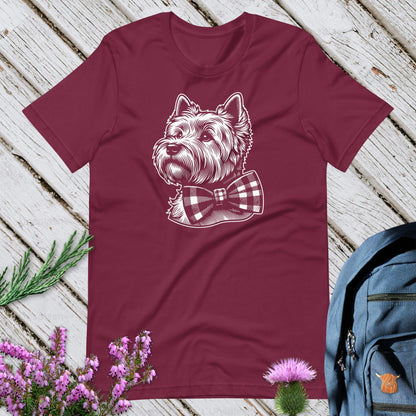 Westie With Tartan Bow Unisex T-Shirt