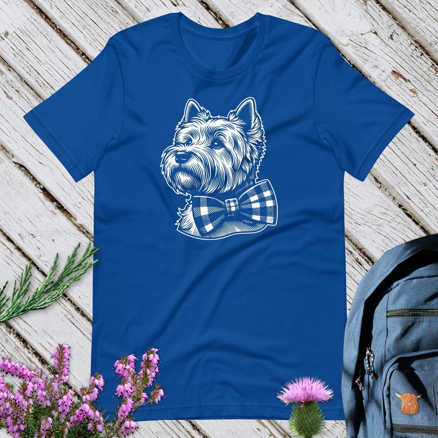 Westie With Tartan Bow Unisex T-Shirt