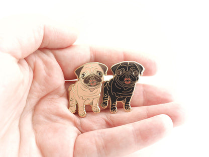 Pugs and Kisses Enamel Pin Cute Kissing Pug Puppy Dog Badges