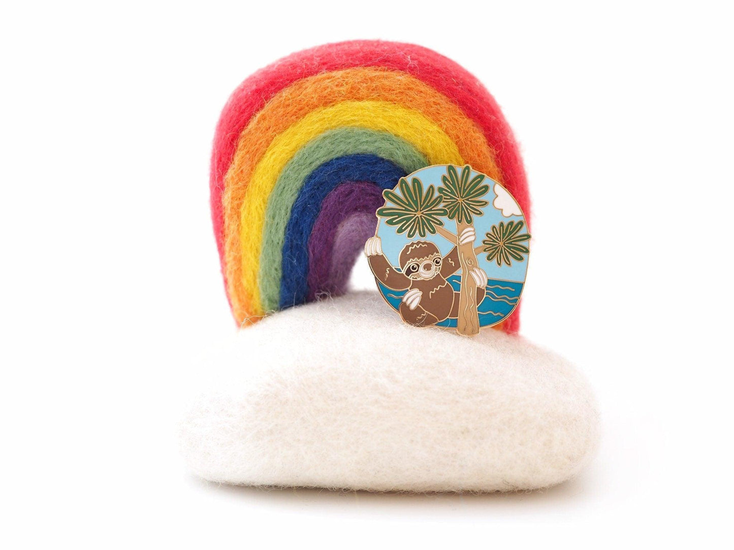 Cute sloth enamel pin. Adorable tree and animal lover gift!