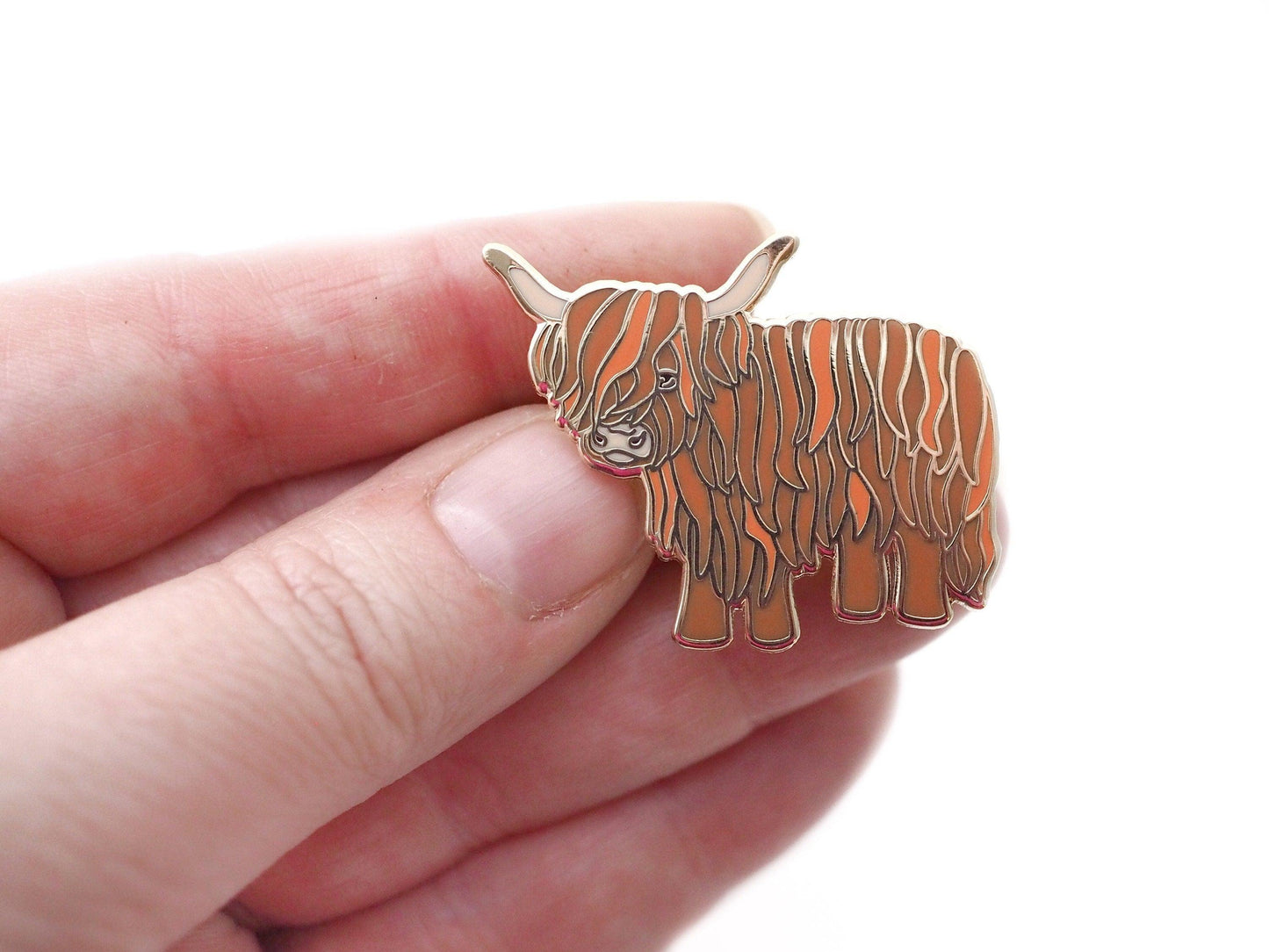 Highland Cow Enamel Pin Hairy Coo Badge