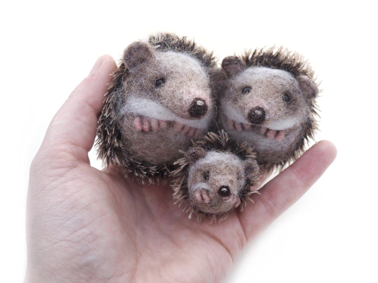 Needle Felted Hedgehog family.