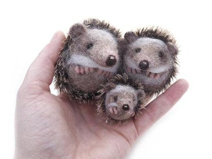 Needle Felted Hedgehog family.