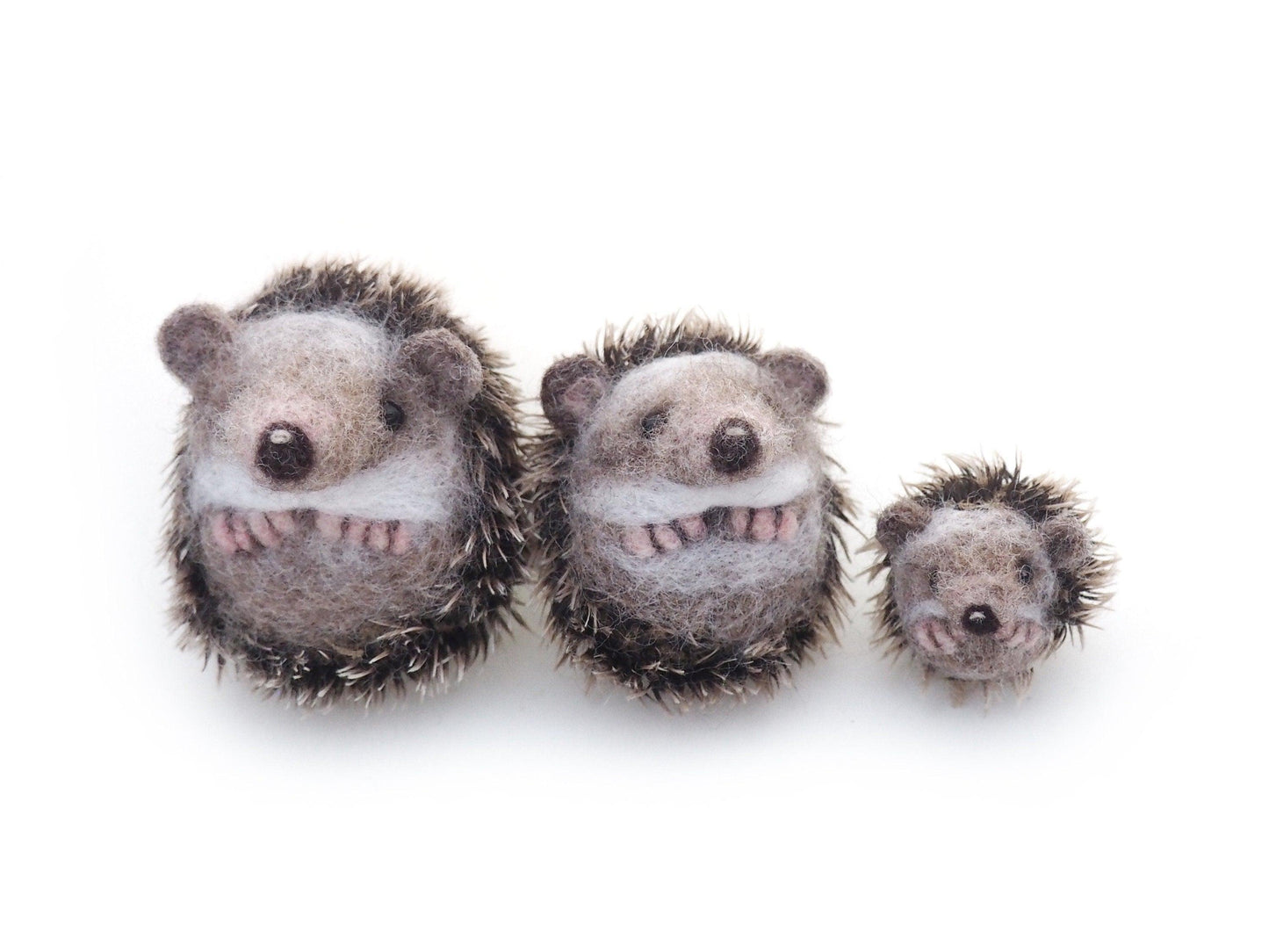 Needle Felted Hedgehog family.