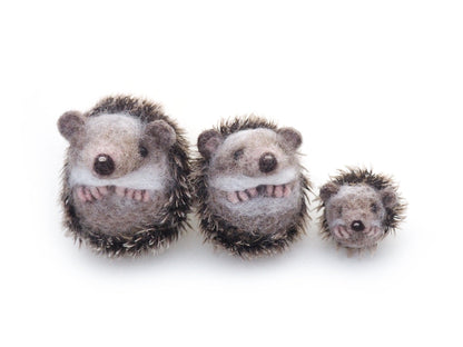 Needle Felted Hedgehog family.