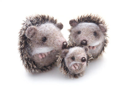 Needle Felted Hedgehog family.