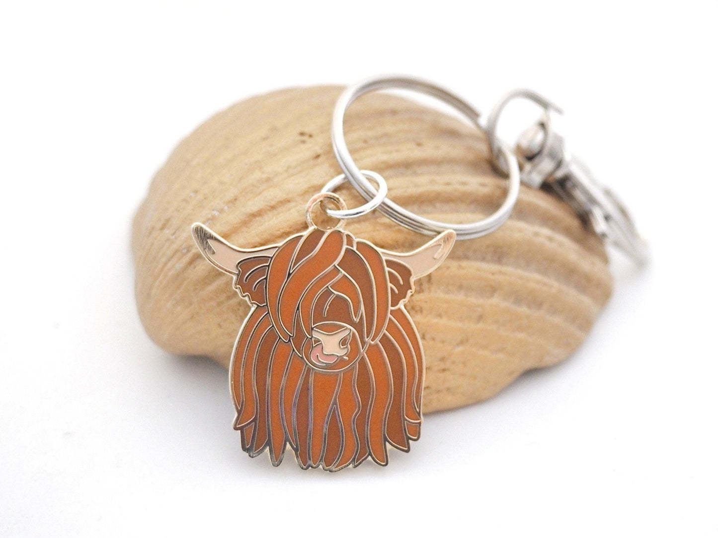 Wee Hairy Coo Enamel Keychain Cute Highland Cow Keyring