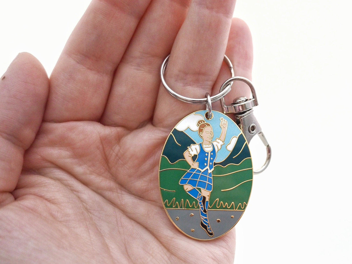 Highland Dancing Dancers Enamel Keyring