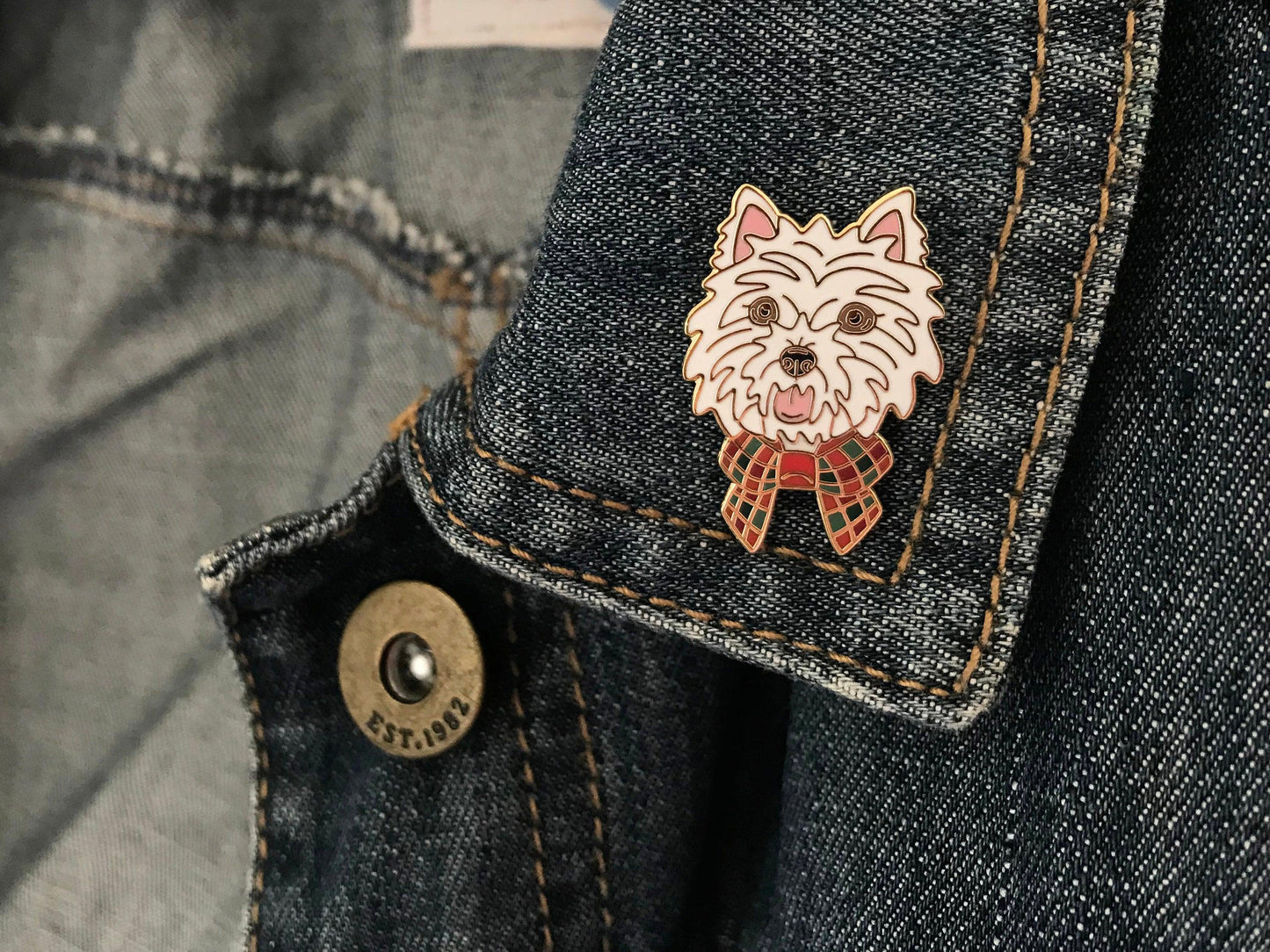 West Highland Terrier Dog Enamel Pin Cute White Westie Badge