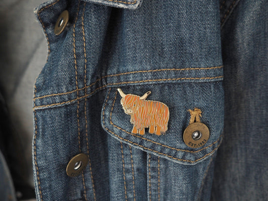 Highland Cow Enamel Pin Hairy Coo Badge