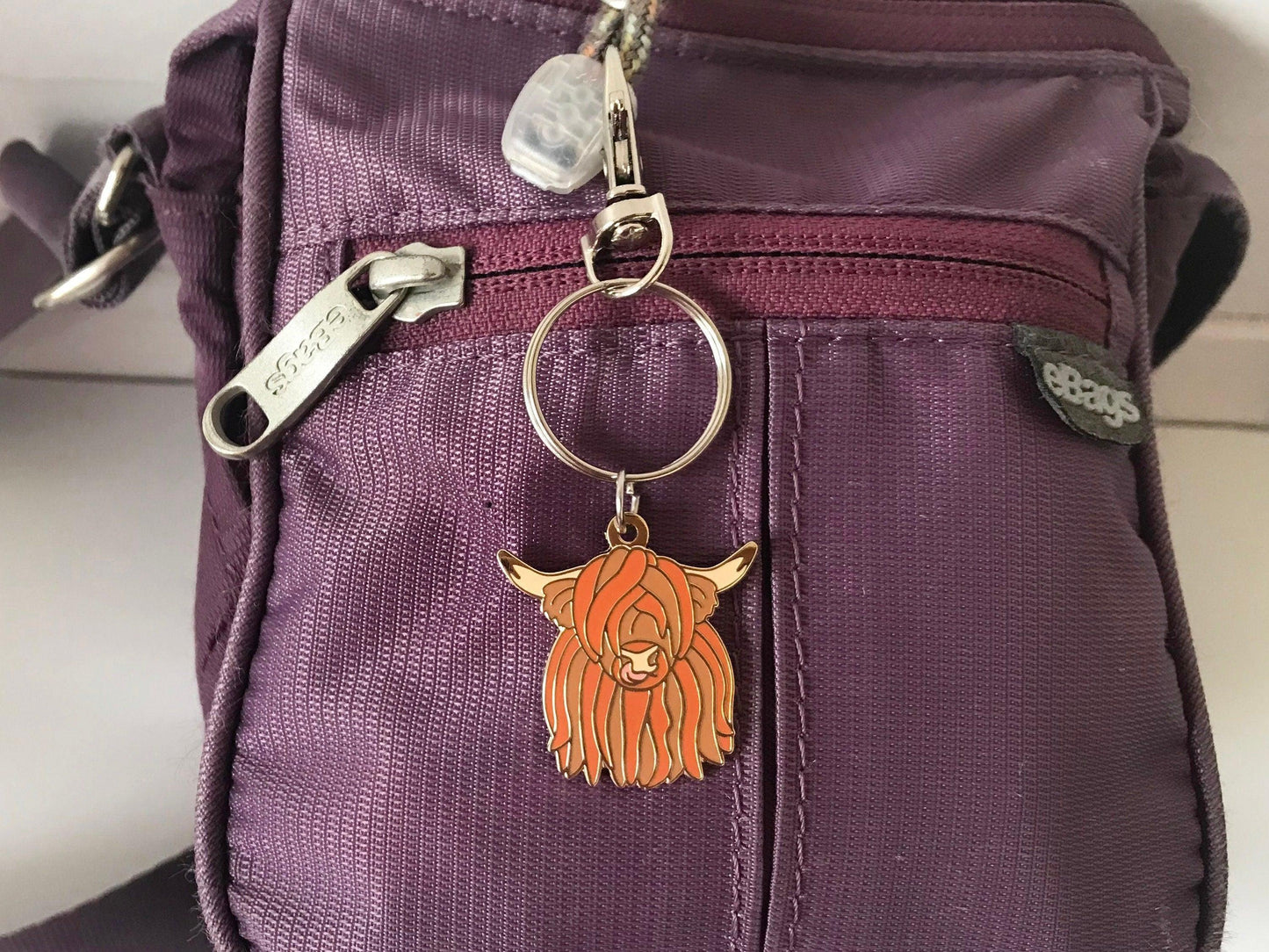 Wee Hairy Coo Enamel Keychain Cute Highland Cow Keyring