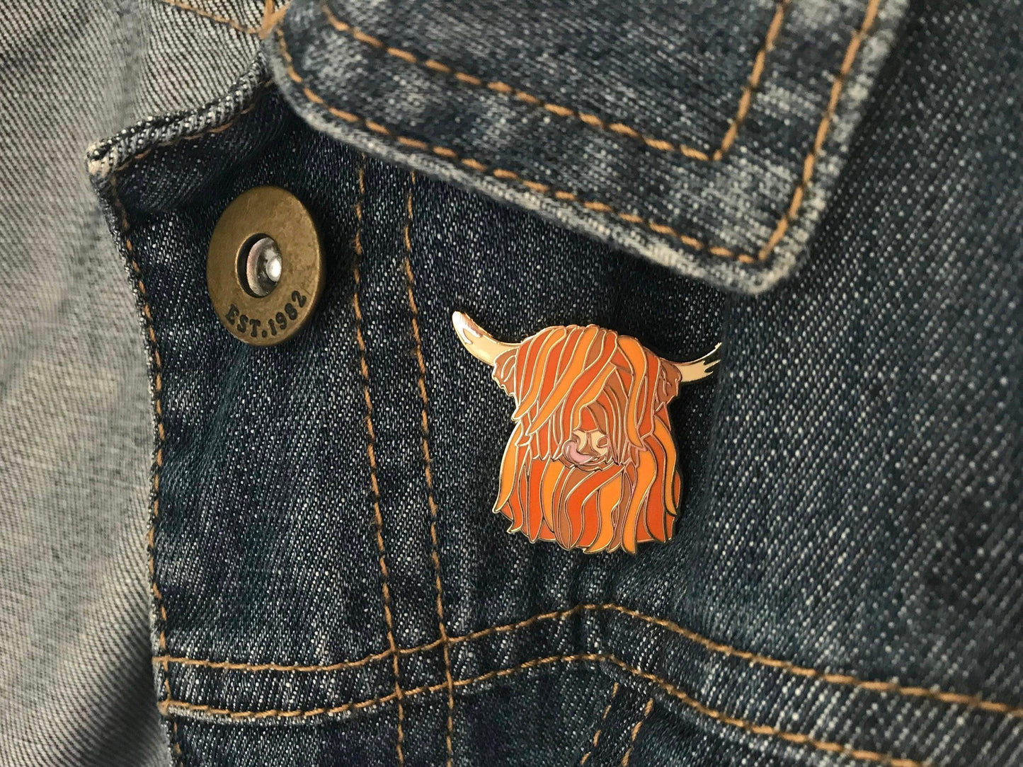 Highland Cow Enamel Pin Scottish Gift