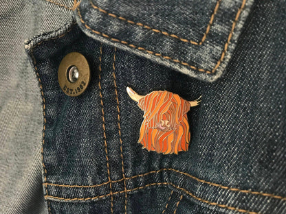 Highland Cow Enamel Pin Scottish Gift