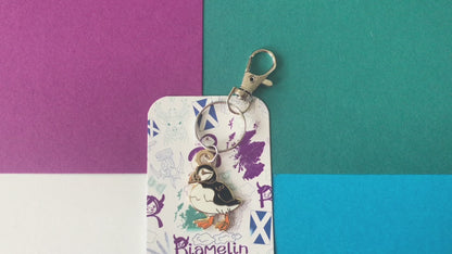 Scottish Puffin Enamel Keyring, Cute Key Chain from Scotland